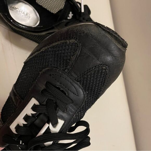 Michael Kors Maggie Trainer Sneakers Black Leather and Mesh - Picture 11 of 11